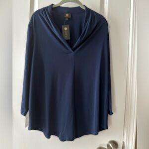 Elegant Navy Blouse by JM Collection